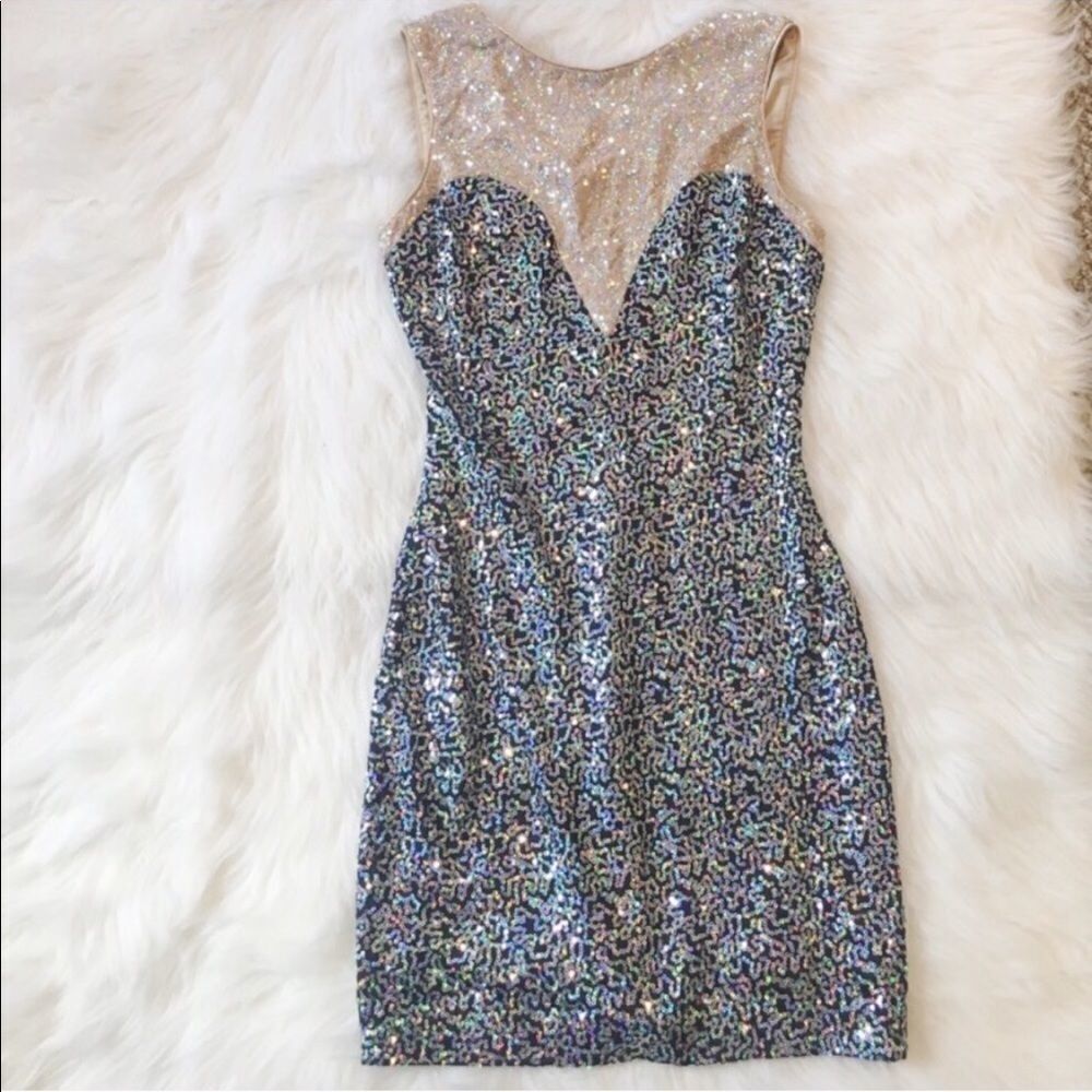 dresses and other drugs Sequin Mesh Dress Nude